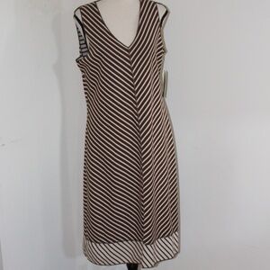 FrenchCuff, Reversible sleeveless dress Vertical Stripes brown & cream color....